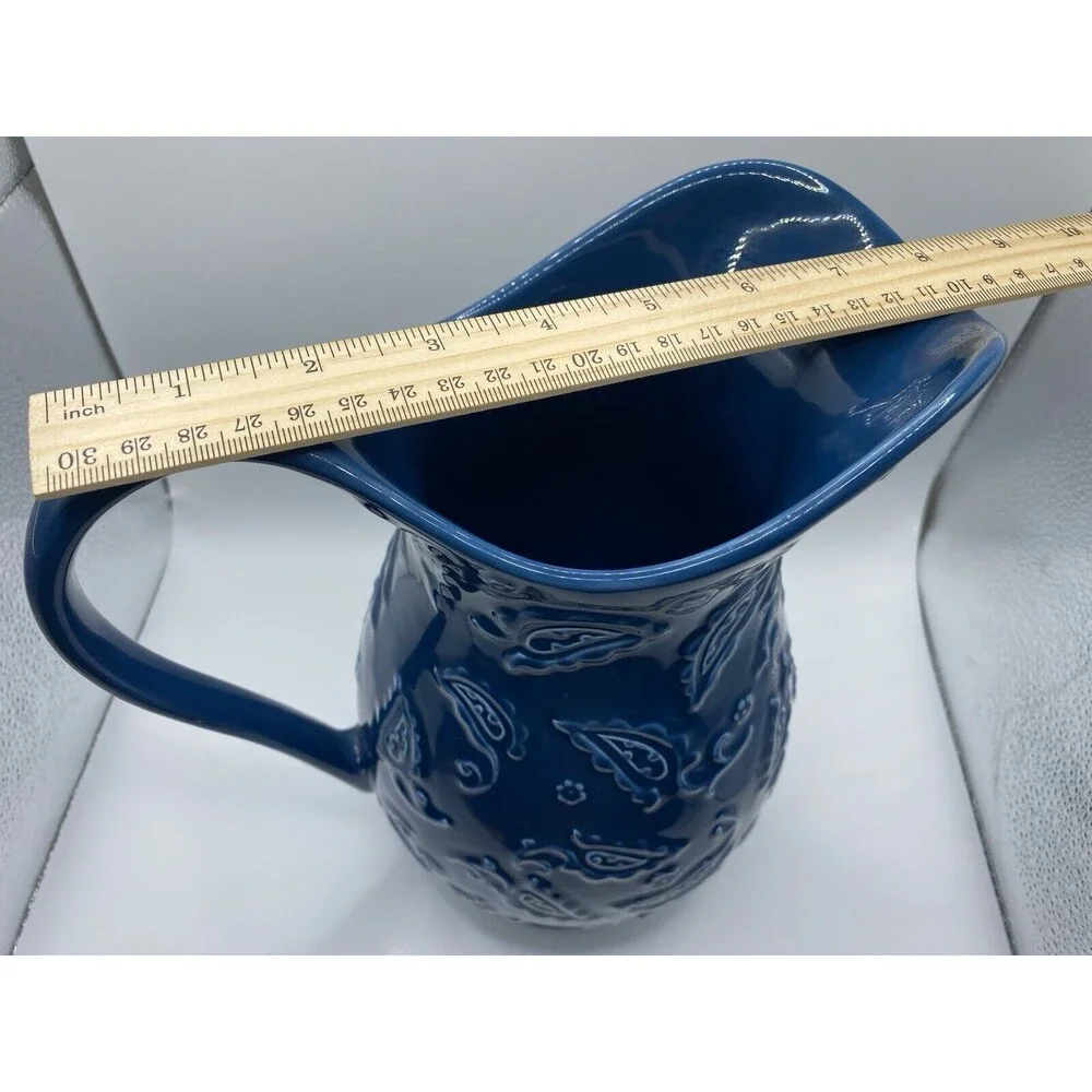 Lenox MEDITERRA COLLECTION Chuck Fischer China Sculpted Pitcher - Blue Embossed